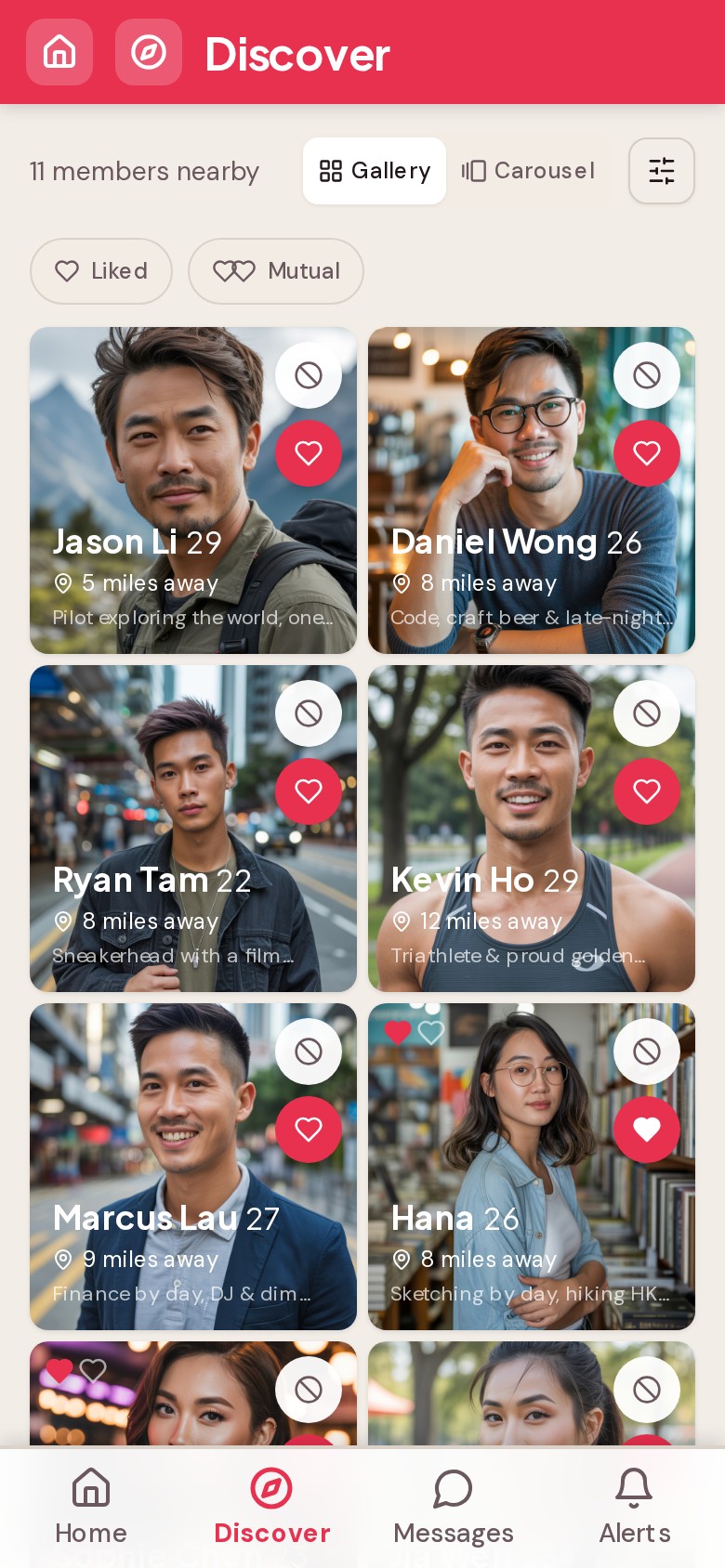 Profile gallery for browsing